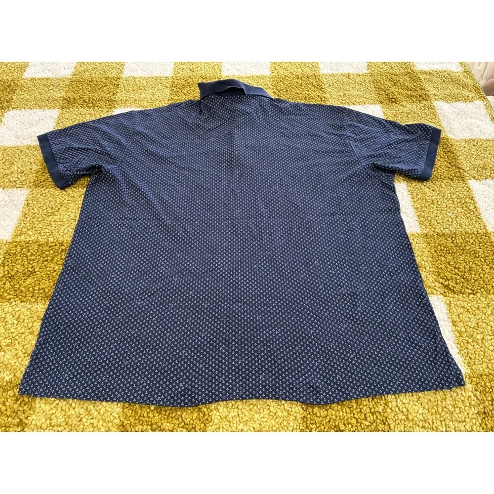 Polo Ralph Lauren Mens 3XB Navy Blue Anchor Print Mesh Polo Shirt Big & Tall